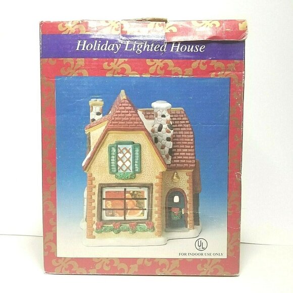 Holiday Lighted House Ceramic Decorative Light Christmas Mantel Piece - Picture 3 of 12
